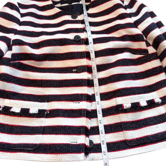 NWOT Banana Republic Blazer - Navy & White Stripe - Size 12P - Fray Detail - Picture 3 of 9